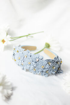 Blue Flower Embellished Headband With Gems, 6 of 6