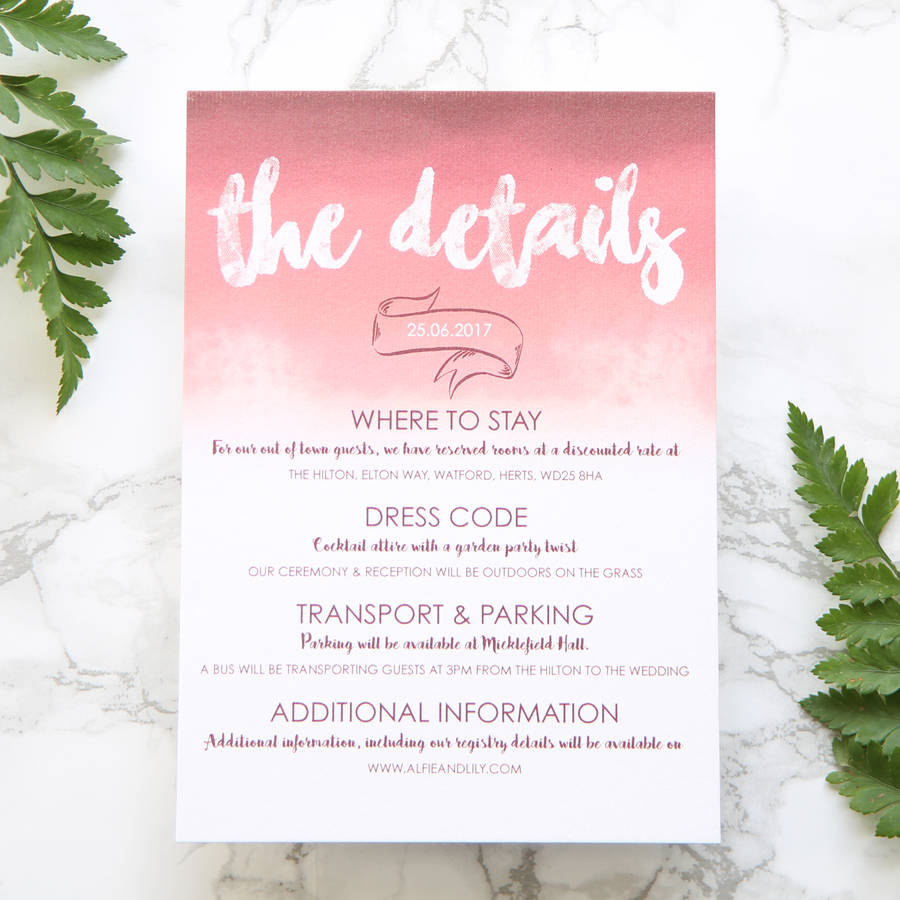 Wedding Details Printable Card on Kraft Paper Background