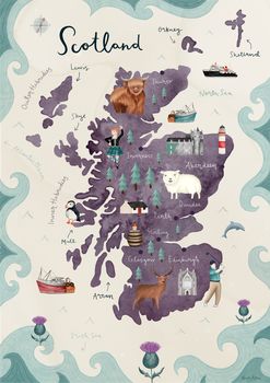 Scotland Illustrated Map Fine Art Giclee Print, 2 of 5