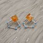 Raw Citrine, Turquoise Sterling Silver Earrings, thumbnail 3 of 6