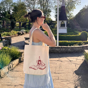 Book And Wine Bookish Tote Bag, 3 of 3