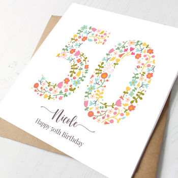 Floral Fun Personalised 50th Birthday Card, 4 of 7