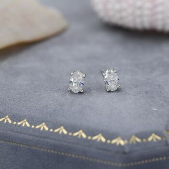 Moissanite Diamond Stud Earrings In Sterling Silver, 4 of 9