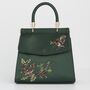 Robin Love Embroidered Green Satin Tote, thumbnail 2 of 7