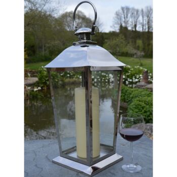 Silver Stainless Steel Candle Lantern, 3 of 7