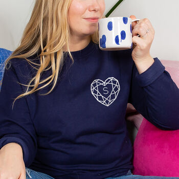 Jewelled Heart Personalised Monogram Sweatshirt Jumper, 2 of 9