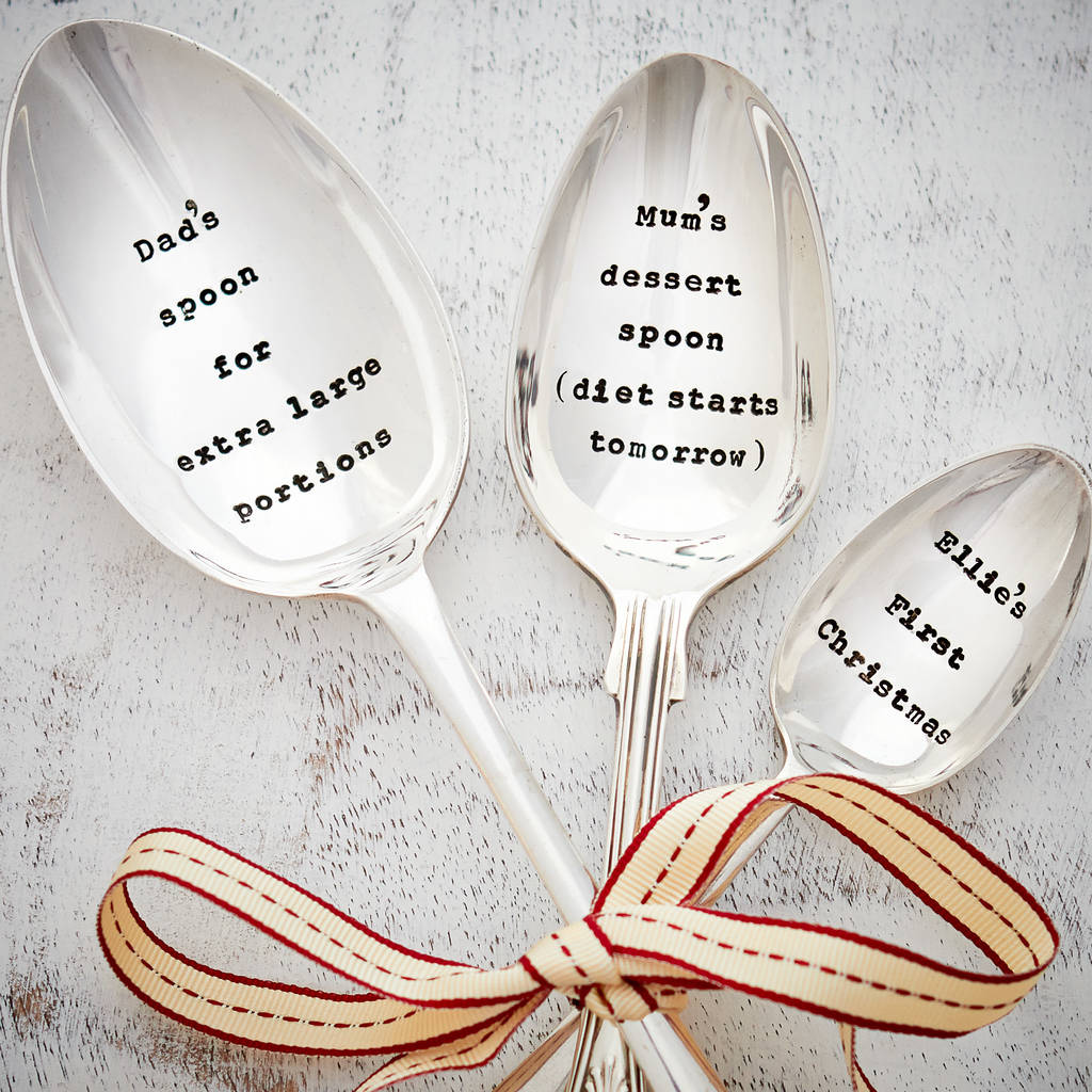 personalised christmas silver plated vintage spoon by la de da! living
