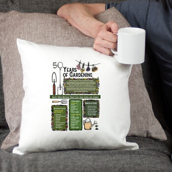 50th Birthday Gift For Gardeners Personalised Cushion, 4 of 10