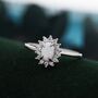 White Opal Cz Halo Oval Ring In Sterling Silver, thumbnail 4 of 12