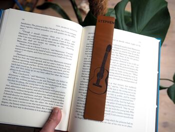 Personalised Guitar Leather Book Mark, 4 of 7