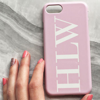 Soft Pink And White Monogram Phone Case, 4 of 4