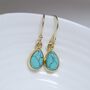 Gold Plated Turquoise Teardrop Earrings, thumbnail 1 of 6