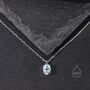 Tiny Genuine Blue Topaz Crystal Oval Pendant Necklace, thumbnail 5 of 11