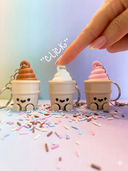Cute Ice Cream Fidget Clicker Keychain | Desktop Mechanical Switch Bag Charm | Calming Sensory Office Desk Accessory Sweet Treat, 5 of 6