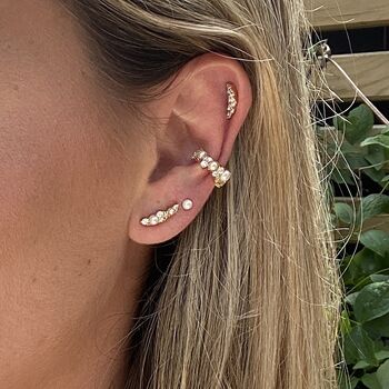 Pearl Ear Climber Stud Earrings, 2 of 4