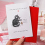 Cute Black Cat With Mouse Valentine Card, thumbnail 3 of 5