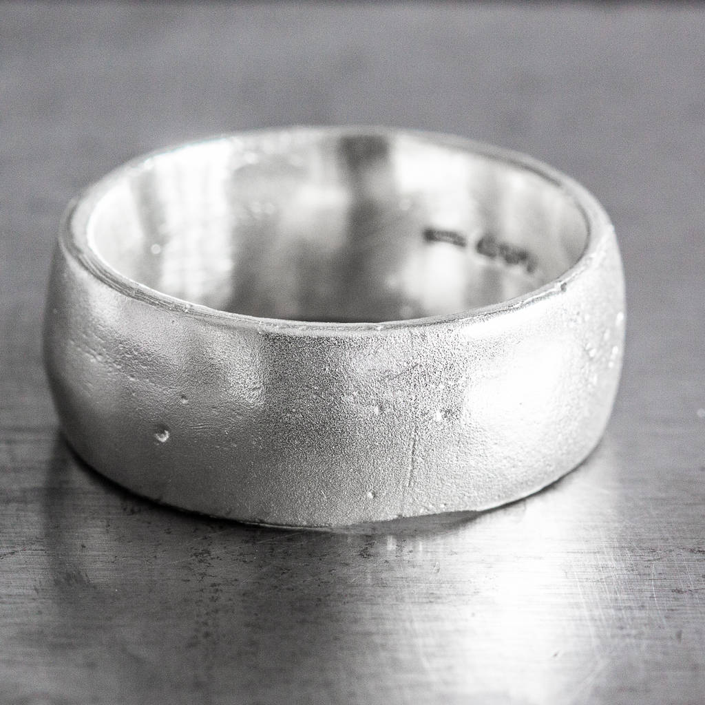 Personalised Sterling Silver 10mm Domed Sand Cast Ring By The Jewellery ...