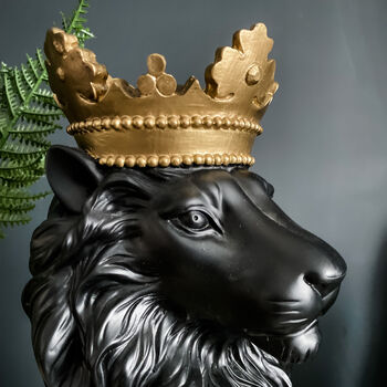 Lion With Gold Crown Statue, 2 of 4