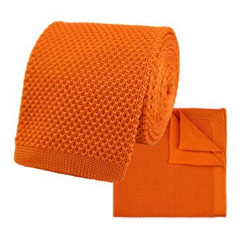 Orange Diamond End Knitted Neck Tie In 100% Soft Polyester, 6 of 11