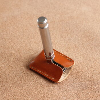 Personalised, Handstitched Leather Razor Cover, 3 of 7