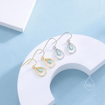 Aqua Green Opal Droplet Hook Earrings, 6 of 12