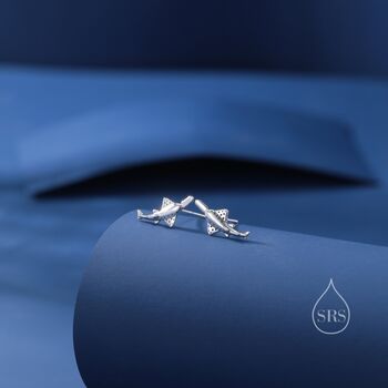 Very Tiny Sawtooth Shark Stud Earrings In Sterling Silver, 7 of 11