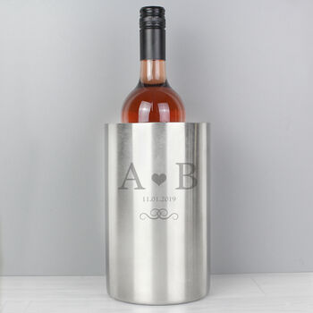 Wedding Anniversary Gifts Personalised Monogram Wine Cooler, 3 of 4