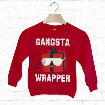 Gangsta Wrapper Children's Christmas Sweatshirt, 2 of 5