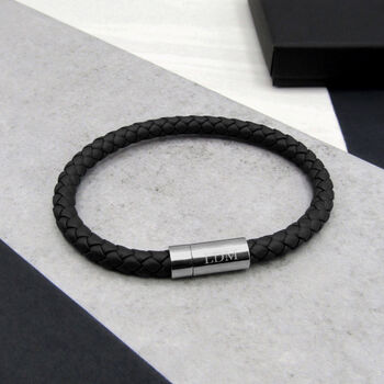 Personalised Men's Woven Thick Leather Bracelet, 2 of 8