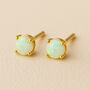 9ct Gold October Ethiopian Opal Birthstone Stud Earrings, thumbnail 1 of 4