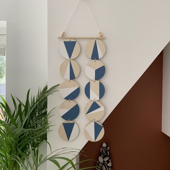 Blue And White Geometric Plywood Wall Hanging Art, 4 of 8