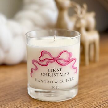 First Christmas Personalised Candle With Ribbon Design, 3 of 3