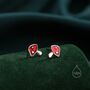 Tiny Mushroom Stud Earrings In Sterling Silver, thumbnail 4 of 9