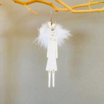 Ceramic Angel With Wings Hanging Christmas Decoration, 3 of 3