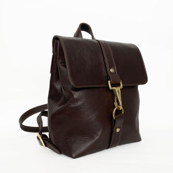 Handcrafted Chocolate Brown Leather Backpack, 4 of 4