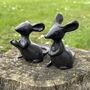 Set Of Two Solid Cast Iron Mice In Gift Pouch, thumbnail 2 of 7