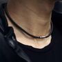 Handcrafted Steel Clasp Leather Necklace Black Or Brown, thumbnail 1 of 7