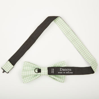Mens Mint Green Gingham Bow Tie, 6 of 6