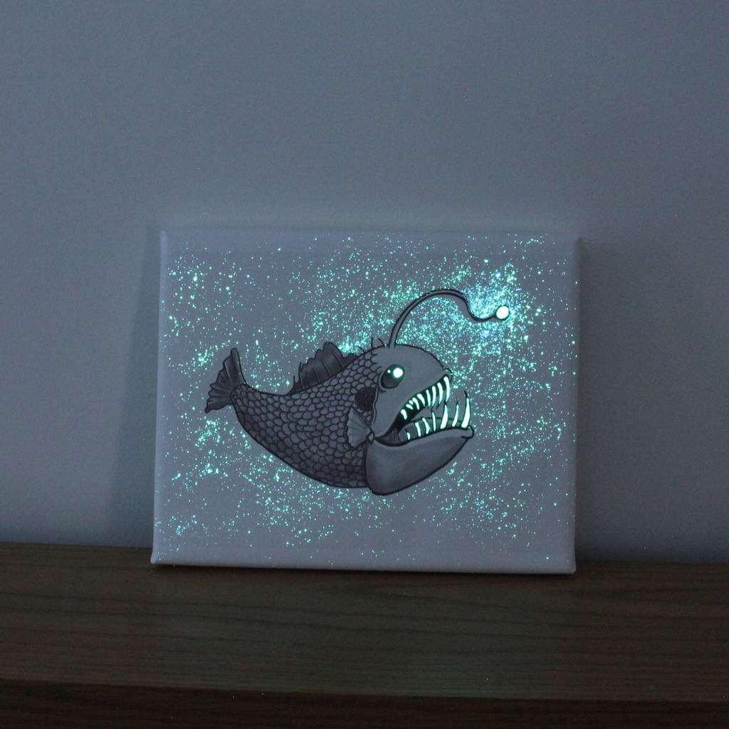 Angler Fish Glow In The Dark Canvas, 1 of 5
