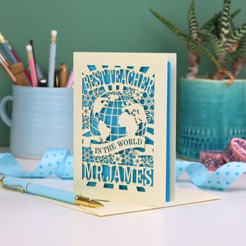 Personalised Papercut Best Teacher In The World Card, 5 of 7