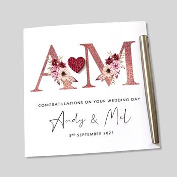Personalised Wedding Day Card Pink, 4 of 4