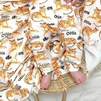 Personalised Tiger Baby Organic Swaddle Blanket, 3 of 8