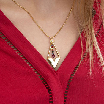 Gold Plated Family Birthstone Pendulum Necklace, 3 of 12