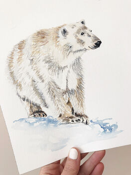 Christmas Polar Bear Hand Painted Greetings Card, 2 of 2