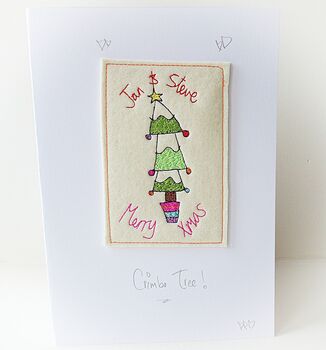 Personalised, Embroidered Christmas Tree Card, 9 of 10
