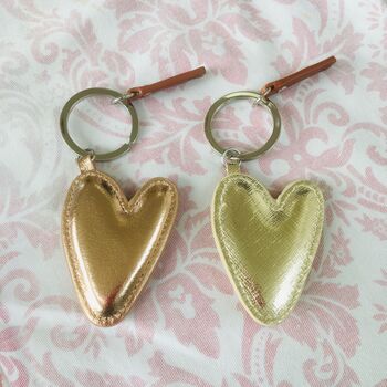 Pink/ Gold Leather Heart Keyring / Charm, 4 of 6