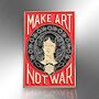 Make Art Not War Red Enamel Lapel Pin Badge, thumbnail 4 of 9