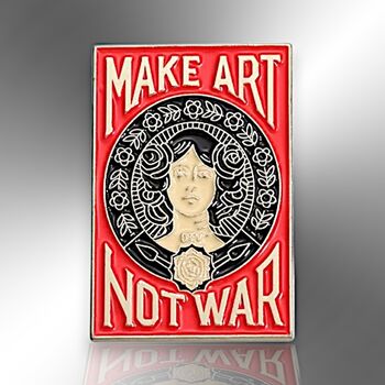 Make Art Not War Red Enamel Lapel Pin Badge, 4 of 9