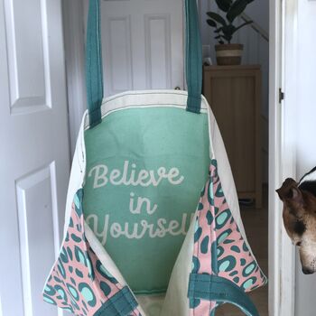 Pink And Teal Tote Bag With Motivational Message Inside, 4 of 4