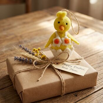 Handmade Felt Yolko Ono Chick Easter Decoration, 3 of 3